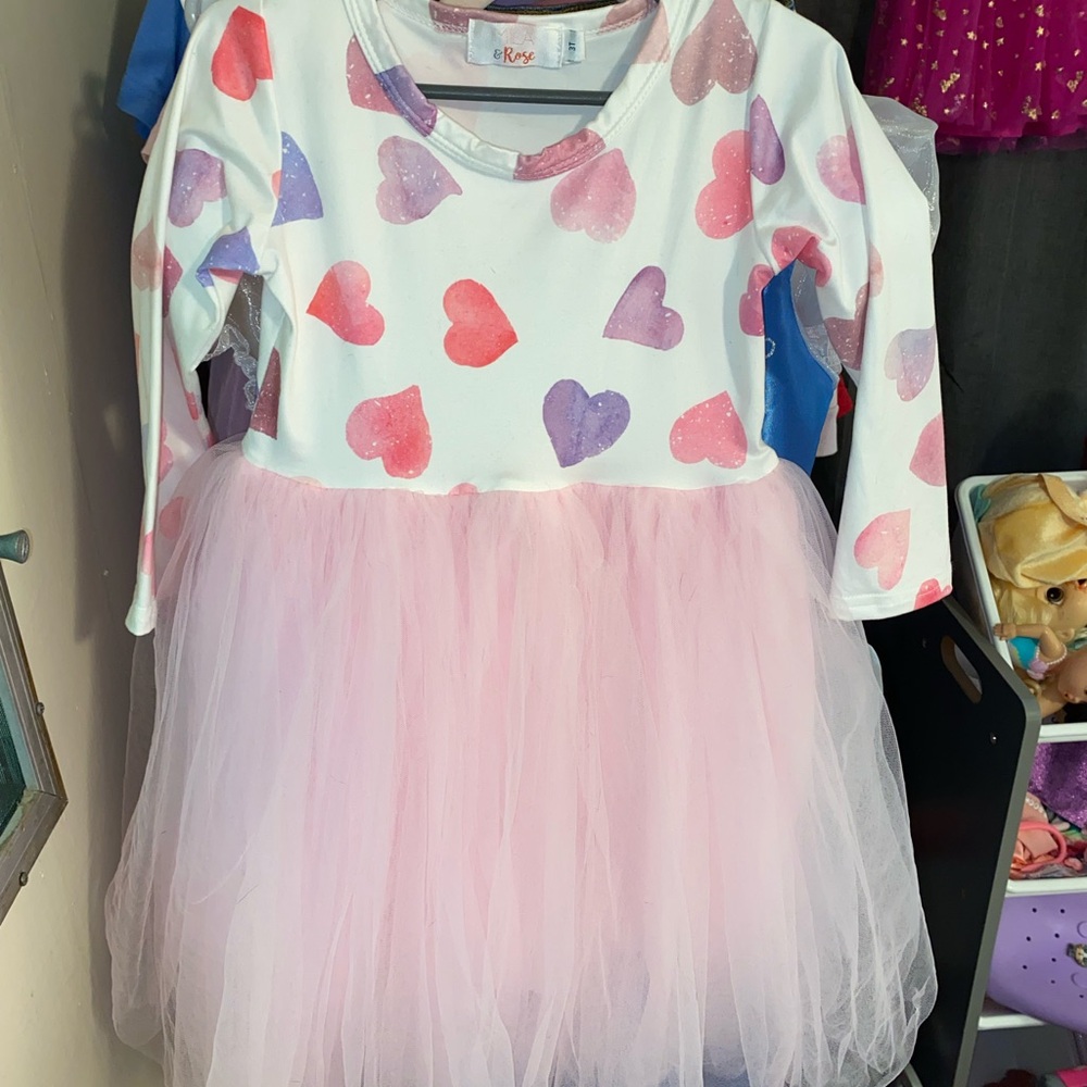 Pink and Purple Heart Kids Dress